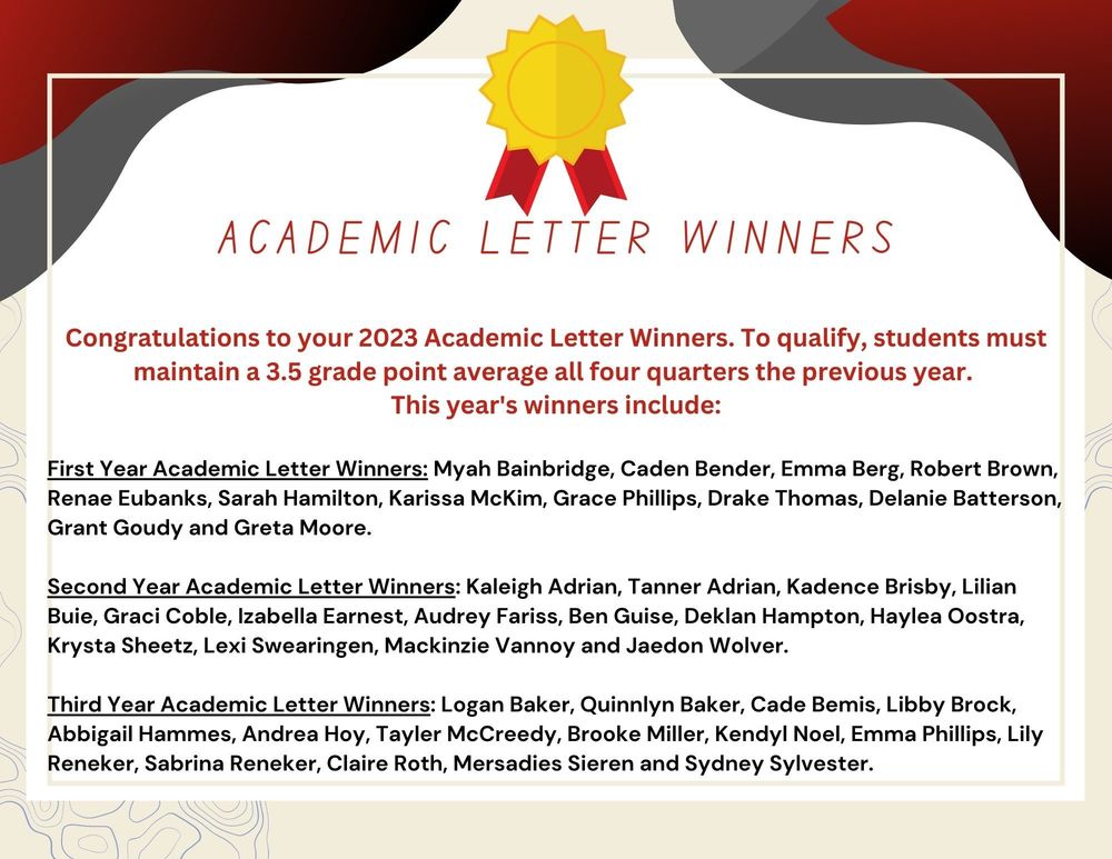 Academic Letter Winners