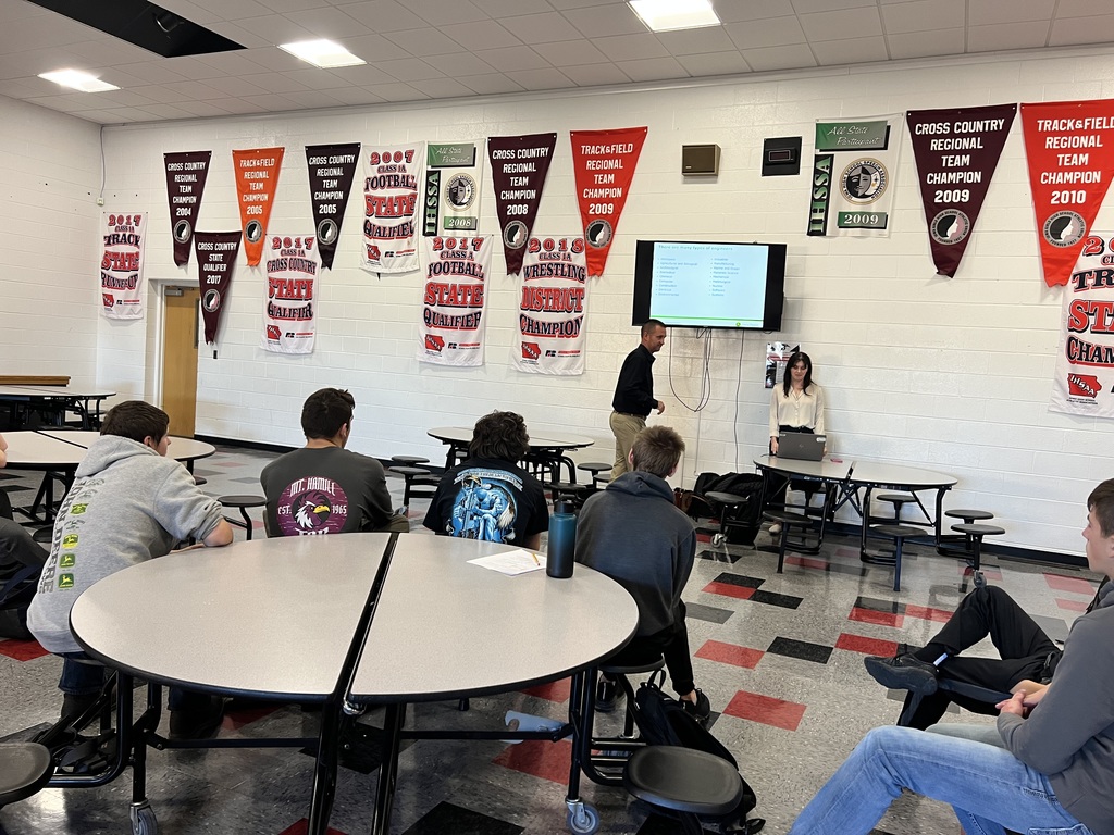 Students listening to John Deere presentations! 